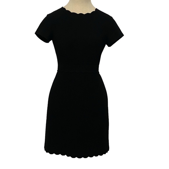 NWOT CLUB MONACO Santina Scalloped LBD Classic Black Dress Audrey Hepburn 00 - Picture 1 of 16